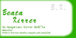 beata kirrer business card